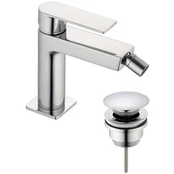 pianura Giulia Bidet-Einhebelmischer, wassersparend inkl. Pop Up Ablaufventil, Badarmaturen, chrom