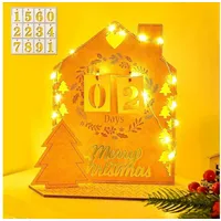 LuxusKollektion Adventskalender Adventskalender Holz mit LED Lichterkette 24 Tage für Haus und Büro