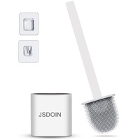Jsdoin toilettenbürste und Behälter,Toilettenbürste mit schnelltrocknendem Halter Stehen bürste für Bad und WC(Weiß)