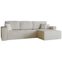 MOEBLO Ecksofa Clavia L, Ottomane beidseitig montierbar Couch Cord für Wohnzimmer Schlafsofa Sofagarnitur Sofa Eckcouch L-Form Cordstoff, mit Schlaffunktion und Bettkasten, (BxHxT): 277x87x189 cm beige