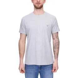 GANT Herren T-Shirt mit Marken-Stickerei Baumwoll-Shirt Rundhals-Shirt meliert 234100 94 Grau - S