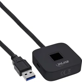 InLine Fingerabdruckscanner mit Hub, Windows Hello kompatibel 1,5m schwarz