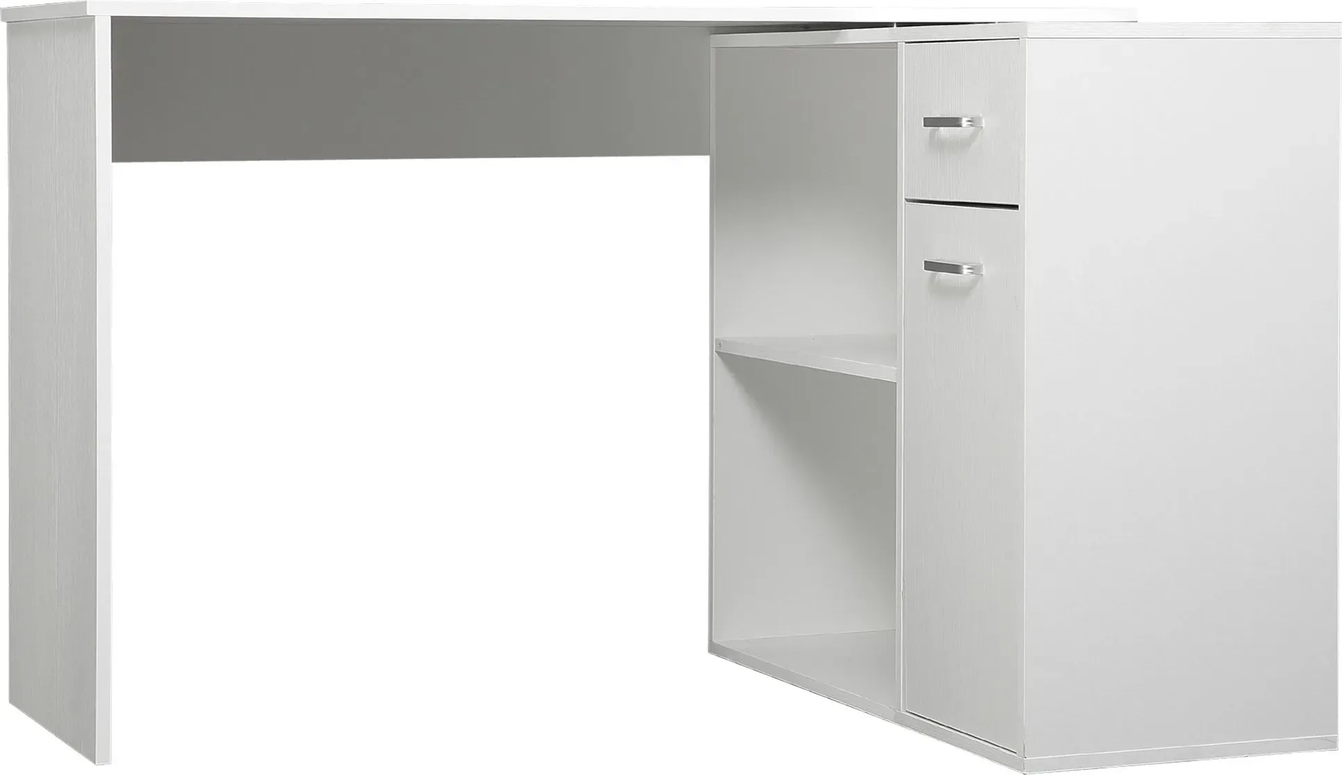 HOMCOM 180° drehbarer Eckschreibtisch, Computertisch mit Regal, Schublade, Schrank mit Tür und Arbeitsplatz, für Schlafzimmer, Zuhause, 117 x 82 x 74 cm, weiß   Aosom