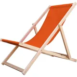 Liegestuhl Strandliege Sonnenliege Gartenliege Holz Liege Holzstrandliege120kg Orange - Orange