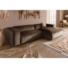 MASSIVMOEBEL24.DE Ecksofa, 304x164x69 Ottomane rechts Cord taupe VALENCIA