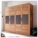 Pharao24 Kleiderschrank Zimarena aus Massivholz braun 255 cm x 221 cm x 65 cm