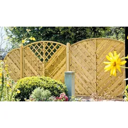 Holzsichtschutz 180 x 180 auf 160 cm – Sichtschutz aus druckimprägniertem Kiefer, grün – diagonales Gitterdesign – Sichtschutzzaun für Garten