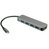 Value USB 3.2 Gen 1 Hub, 4fach, Typ C Anschlusskabel, mit 1 PD-Port