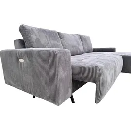 m-punkt Eckcouch Cord 2-Sitzer Grau