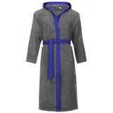 Ladeheid Bademantel Herren Frottee Bademantel aus 100% Baumwolle LA40-190, Langform, Baumwolle, Kapuze blau|grau L