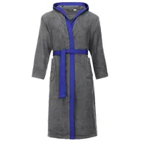 Ladeheid Bademantel Herren Frottee Bademantel aus 100% Baumwolle LA40-190, Langform, Baumwolle, Kapuze blau|grau L