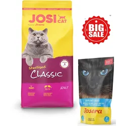 JOSERA JosiCat Classic Sterilised 18kg + Josera Filet Huhn mit Lachs 70g