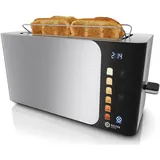 Balter Toaster 4 Scheiben, Langschlitz, Edelstahl, Brötchenaufsatz, LCD Display, Auftaufunktion, Brotzentrierung, Krümelschublade TS-44 Silber