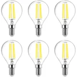 Aiwerttes G45 Filament Vintage LED Glühbirnen E14 Edison Schraube,Energiesparende 4W Glühbirne 40W Äquivalent, Kaltweiß,Nicht dimmbar,Klarglas 6000K 400LM,6er Pack [Energieklasse A+]