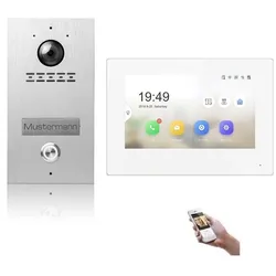 LAN IP Video Türsprechanlage 1-Familienhaus in Silber mit einer personalisierten Gravur 1x 7 Zoll Monitor Ohne IP Kamera