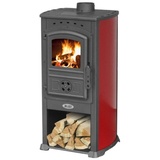 Blist Kaminofen Rot Holzofen 7,2 kW Kamin Zar Ofen Dauerbrandofen Werkstattofen Schwedenofen Hüttenofen Heizofen - Rot