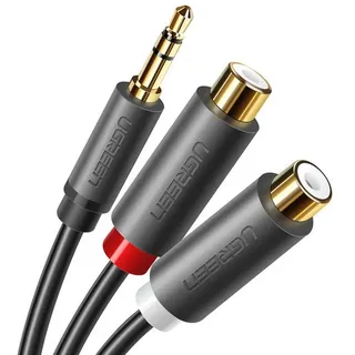 UGREEN Klinke 3,5 mm Stecker auf 2 x RCA Buchse Kabel 0,25 m grau