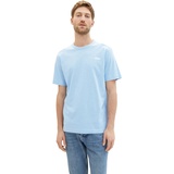 TOM TAILOR Herren Basic T-Shirt mit kleinem Logo-Print, 32245 - Washed Out Middle Blue, M