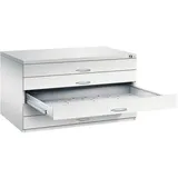 CP-Möbel Planschrank 7201-100, lichtgrau, DIN A0, aus Metall, 80% Teilauszug, 135 x 76 x 96 cm, 5 Schubladen