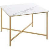 Haku-Möbel Xxxl Beistelltisch Weiß, Gold, Marmoroptik, quadratisch, X-Form, 60x47x60 cm, Wohnzimmer, Wohnzimmertische, Beistelltische, Beistelltische Metall