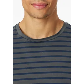 SCHIESSER Schlafanzug "Casual Essentials", Herren, Gr. 52, schwarz (203, anthrazit), Single Jersey, Obermaterial: 100% Baumwolle, gestreift, unifarben, bequem lang, Rundhals, Homewear-Sets Schlafanzug, mit Streifen
