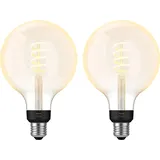 Philips Hue Filamentlampe White Ambiance Globe XL Doppelpack