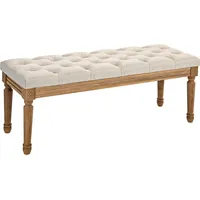 Homcom Sitzbank, mit Leinenoptik, Holzbeine für Schlafzimmer, Creme