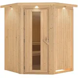 Karibu Nanja - 68 mm Systemsauna - 230 Volt Plug & Play - Ohne Ofen - Inkl. Dachkranz - Energiesparende Saunatür