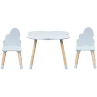 Rebecca Mobili RE7141 Kindertisch- und Stuhlset, Hellblau Braun, MDF-Kiefer, für Spielzimmer, Kinderzimmer - Maße: 44 x 60 x 60 cm / 50 x 25 x 25 cm - Art. RE7141