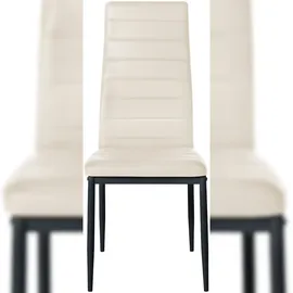 CLP 4er Set Esszimmerstühle Mayfair creme/Kunstleder