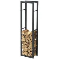 BC-ELEC Holzablage aus schwarzem Stahl 150*40*25CM, Rack für Brennholz,