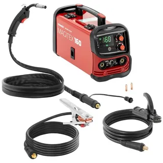 Stamos Welding Group Elektroschweißgerät STAMOS FLUX Schweißgerät 130 A digitales Bedienfeld Schutzgas WIG rot