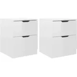 vidaXL Nachttische 2 Stk. Hochglanz-Weiß 40x40x50 cm Spanplatte