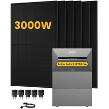 Anker SOLIX Solarbank 3 E2700 Pro 8,1 kWh inkl. 2x BP2700 Erweiterungsakku + 6x 500W Solarmodule + 5x Smart Plug
