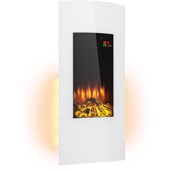 Klarstein Lamington Elektrokamin 2000 W LED-Flammen Heizlüfter Timer Ambientelicht Weiß