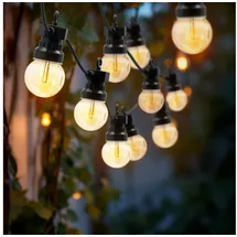 Spetebo LED Außen Lichterkette 20 LED Glühbirnen mit Timer - 950 cm - Garten Dekobeleuchtung in warm weiß mit Stecker