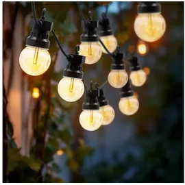 Spetebo LED Außen Lichterkette 20 LED Glühbirnen mit Timer - 950 cm - Garten Dekobeleuchtung in warm weiß mit Stecker