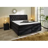 Jockenhöfer Gruppe Boxspringbett »Sancara, inklusive 7-Zonen-TTFK-Matratzen und 9 cm Kaltschaumtopper«, goldfarbige Designelemente, Härtegrade wählbar (H3,H3/H4 oder H4) schwarz