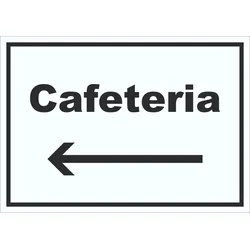 Cafeteria Schild mit Text und Richtungspfeil links Selbstbedienung waagerecht A2 (420x594mm)