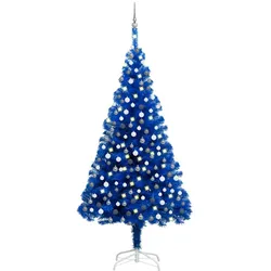 vidaXL Künstlicher Weihnachtsbaum Beleuchtung & Kugeln Blau 210 cm