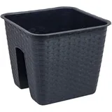 Geländerkasten L 27 anthrazit Rattan Optik Balkonkiste Blumenkasten Balkonkasten