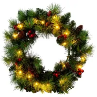 NÄVE LED-Leuchtzweig »LED-Weihnachtskranz mit Beeren und Zapfen« 20x LED 2800K,Timer,warmweiß,incl. Kupferdraht-Lichterkette