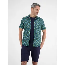Herren Poplin-Stretchhemd, floral gemustert - Coastal Blue - S