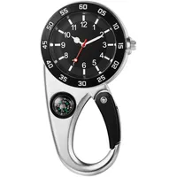 Avaner Taschenuhr mit Karabiner Karabineruhr Rucksack Schnalle Uhr mit Leuchtzeiger und Notfall Kleine Taschenlampe Unisex FOB Analog Quarzwerk Uhr für Klettern Sport Outdoor Aktivitäten, Schwarz