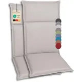 GO-DE Textil Bequeme und attraktive Polsterauflagen für Hochlehner-, Mittellehner- und Niederlehner-Gartenstühle (2er-Set, Uni Beige, Hochlehner)