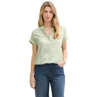 Tom Tailor 1045239 Kurzarm-bluse - True Green White Thin