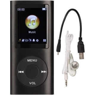 MP3 Player Stilvoller Multifunktionaler Musik Player mit Verlustfreiem Sound und Kopfhörern, Schlanker 1,8 Zoll LCD Bildschirm, Tragbarer MP3 Musik Player, Unterstützt 64 G(Schwarz)