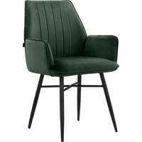 Leonique Esszimmerstuhl »Hrodwyn«, 2 St., Veloursstoff, Sitz gepolstert, mit horizontale Nähten am Rücken, Sitzhöhe 52 cm grün