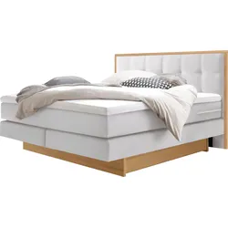Boxspringbett HASENA "Ottawa", braun (weiß, eiche bianco), B:168cm L:205cm, Komplettbetten, Boxspringbett, Boxspringbett, wählbare Polsterbezüge, zwei Bettkästen aus Eiche
