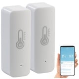 Luminea WLAN-Temperatur- & Luftfeuchtigkeits-Sensor mit App, 2er-Set